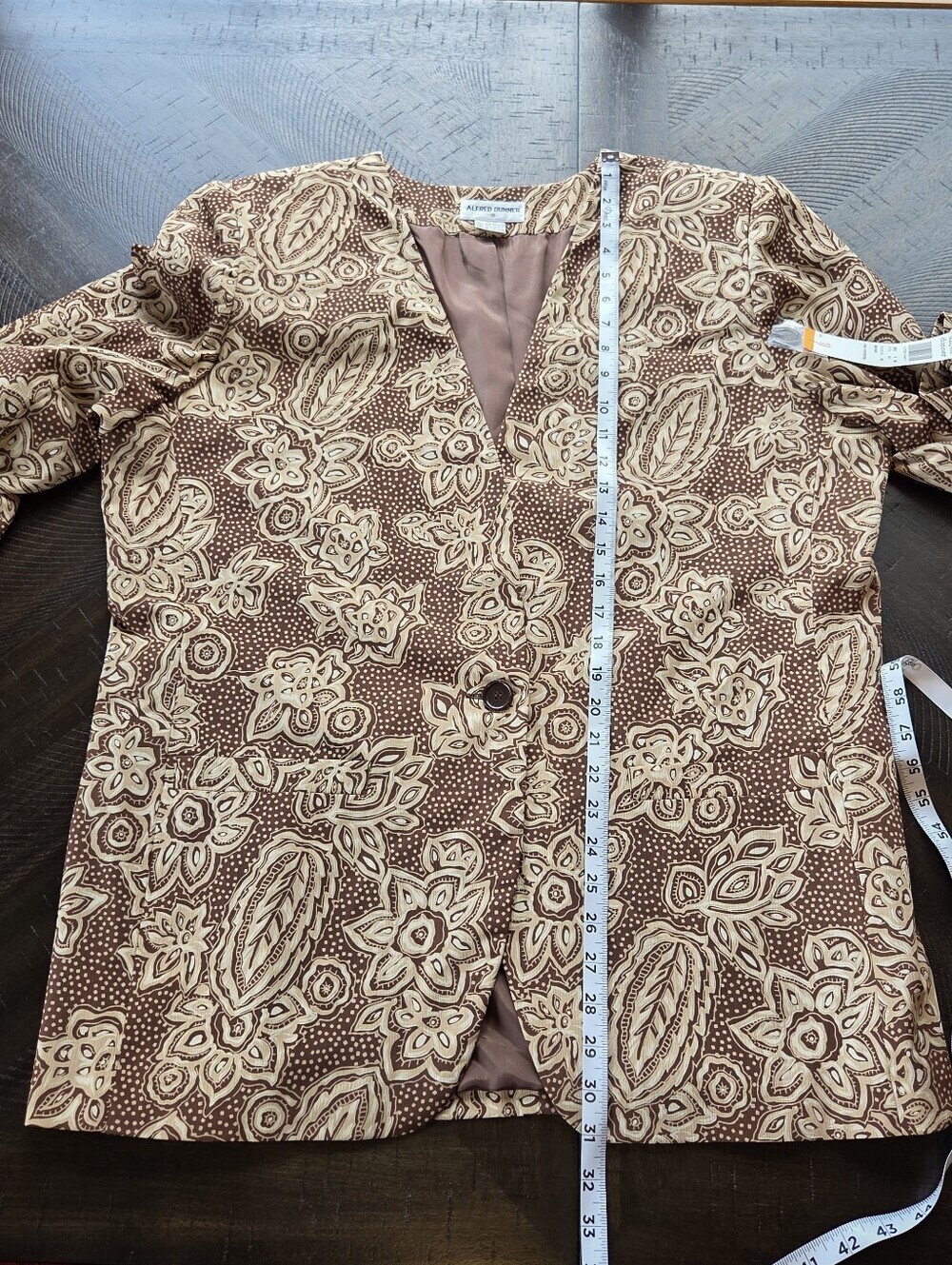 NWT Alfred Dunner Brown Floral Paisley Textured Lightweight Blazer Plus Size 18 - Picture 12 of 13